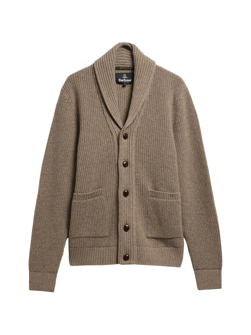 shawl-collar elbow-patch cardigan - 1