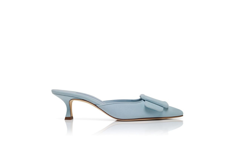 Light Blue Suede Buckle Detail Mules 1