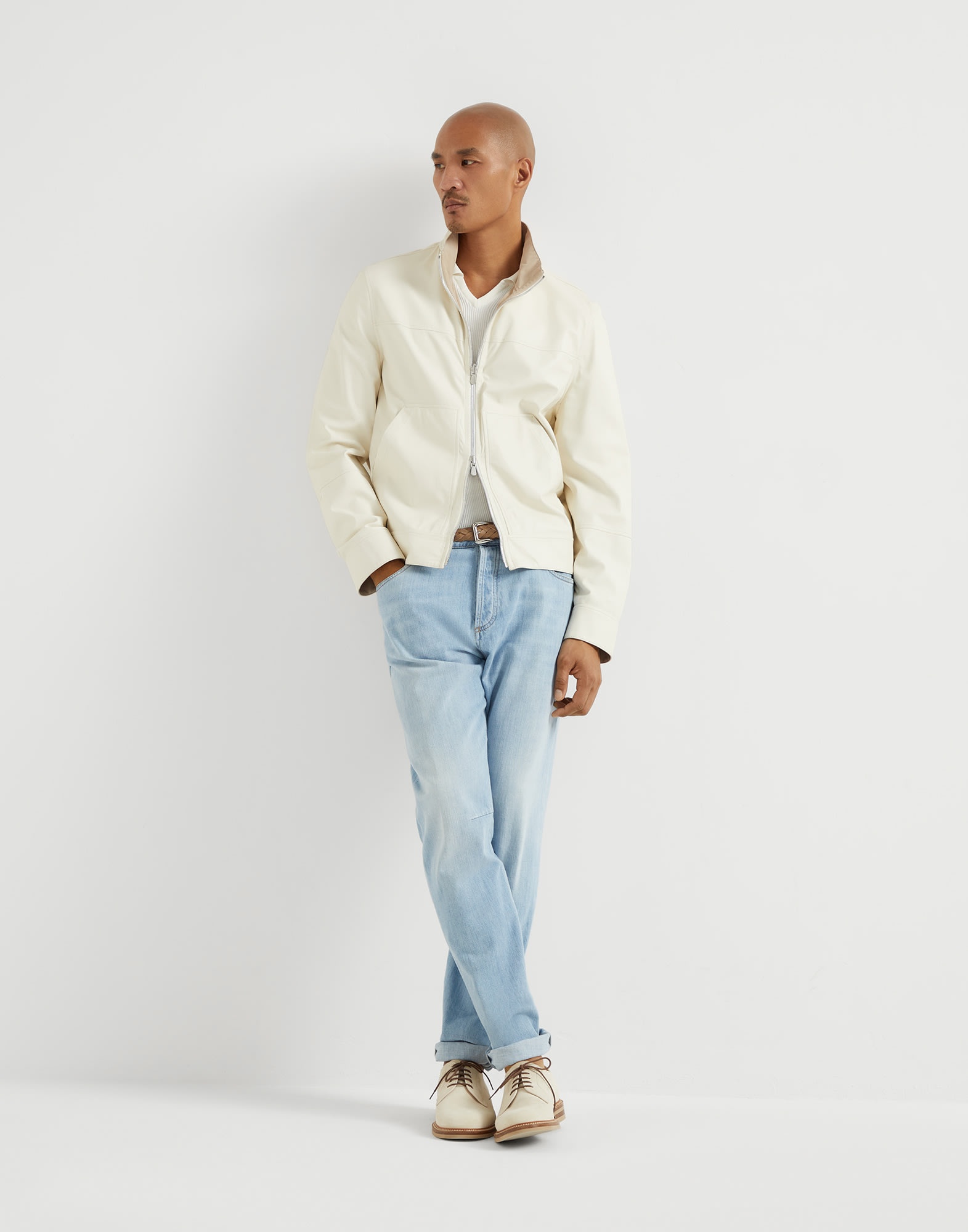 Bonded nappa leather reversible bomber jacket - 5