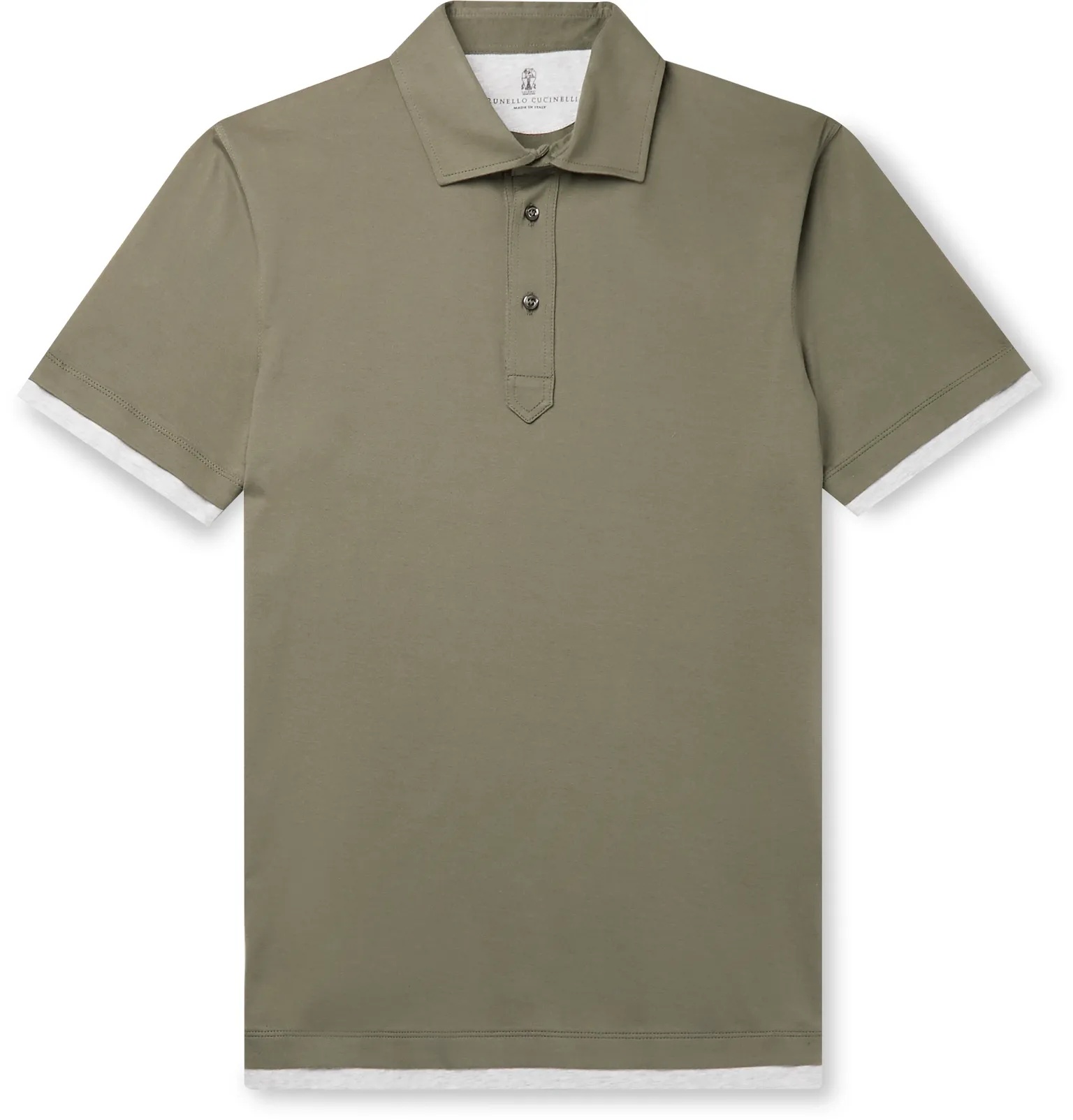 Slim-Fit Layered Cotton-Jersey Polo Shirt - 1