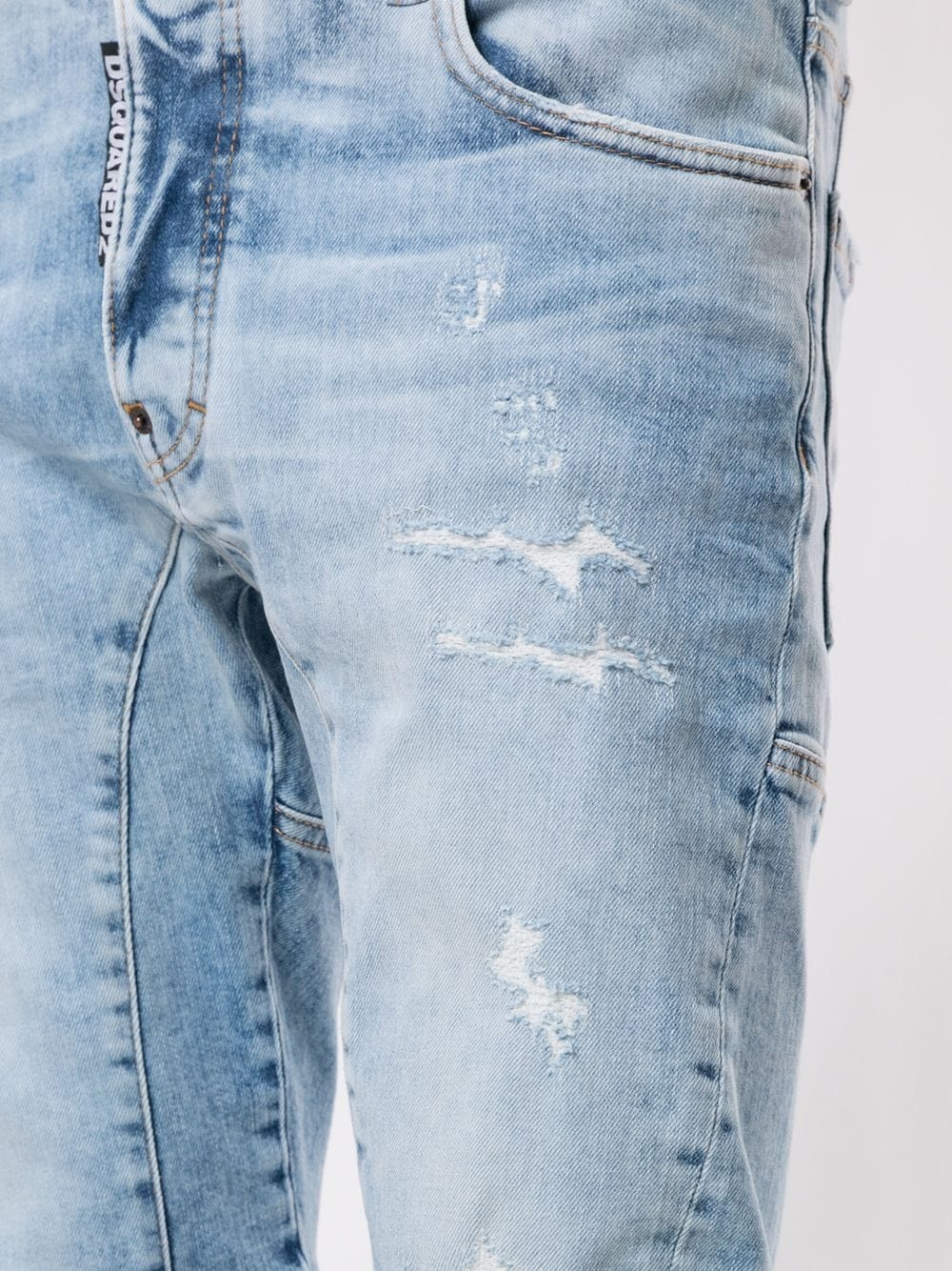 distressed straight leg jeans - 5