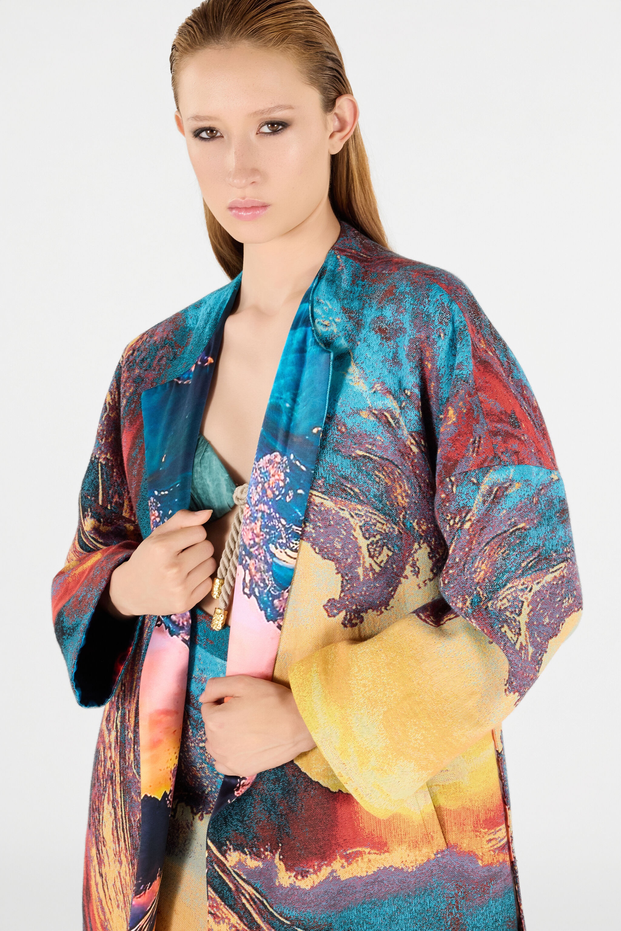 Itaca Print Coat with belt - 7