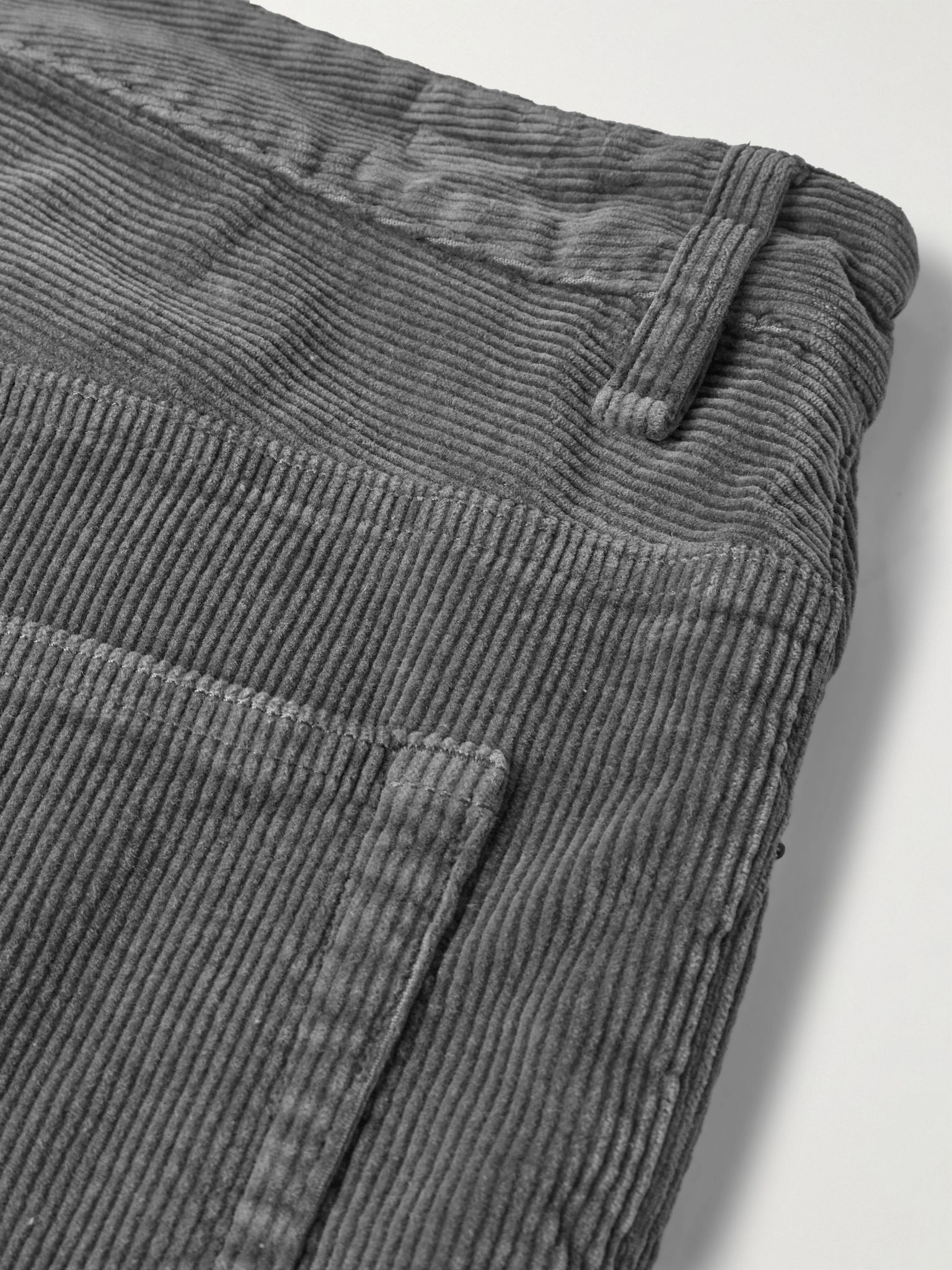 Wide-Leg Cotton-Blend Corduroy Trousers Gray - 5