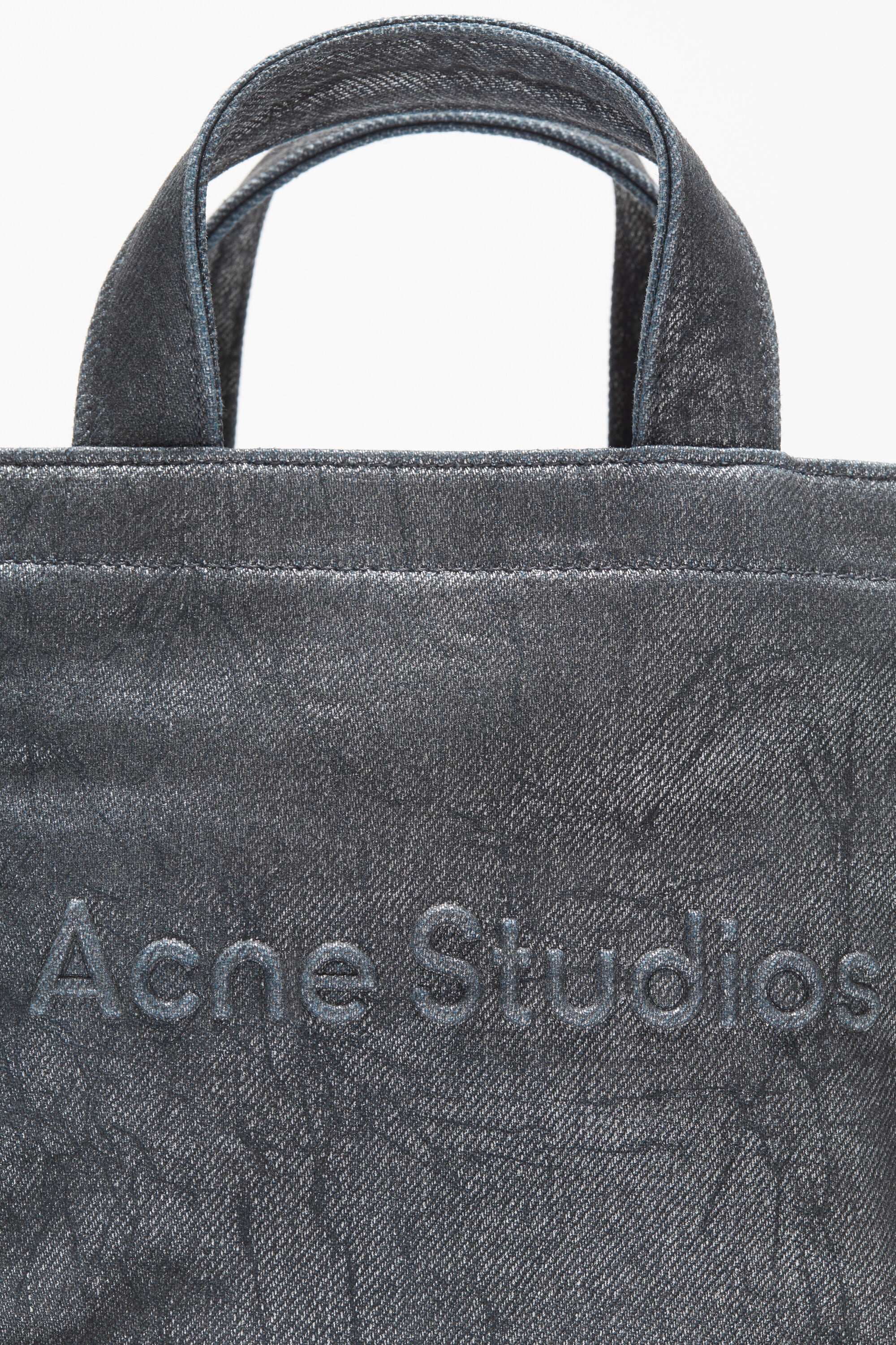 Acne Studios Logo mini shoulder tote bag - Silver/blue