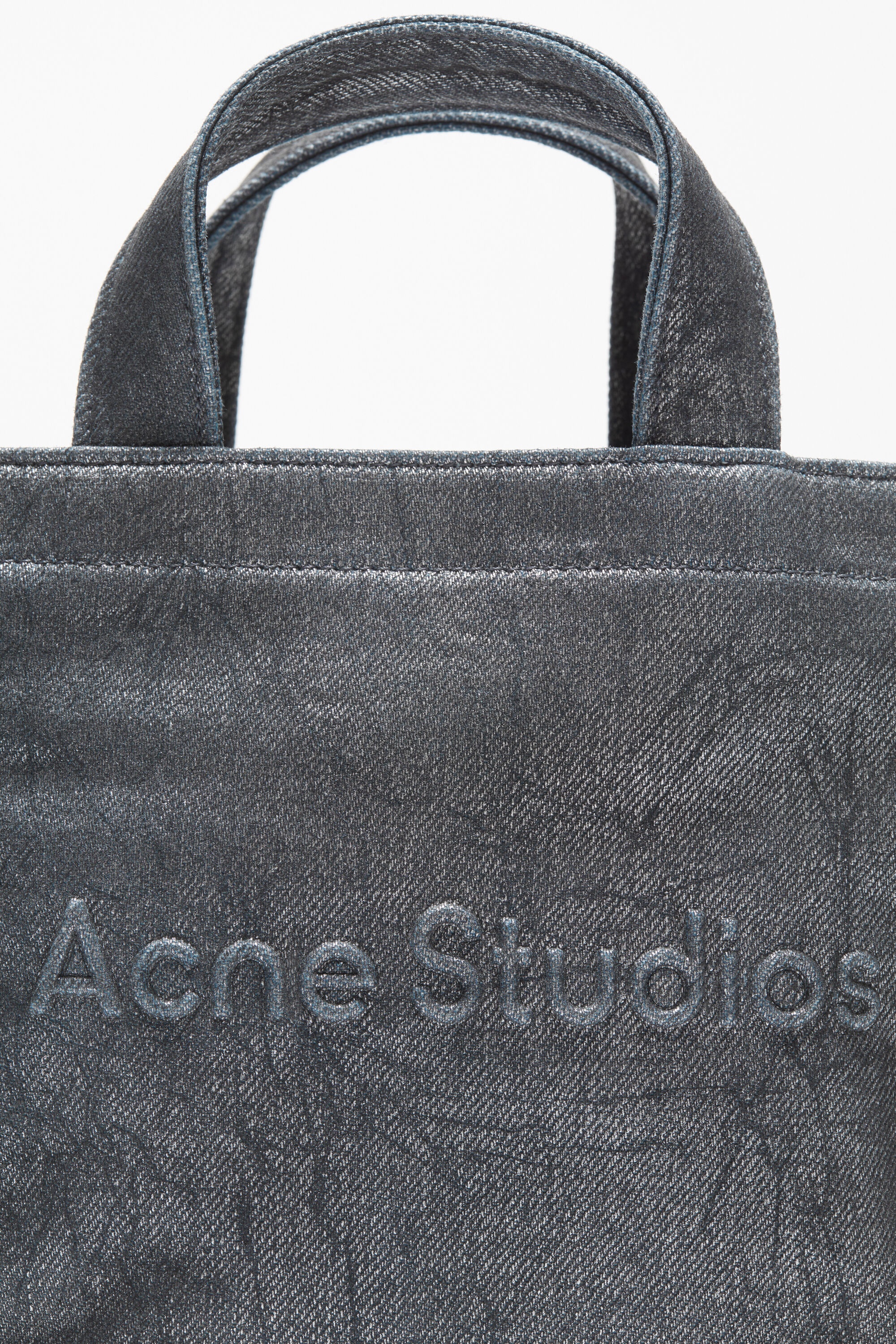 Logo mini shoulder tote bag - Silver/blue - 6