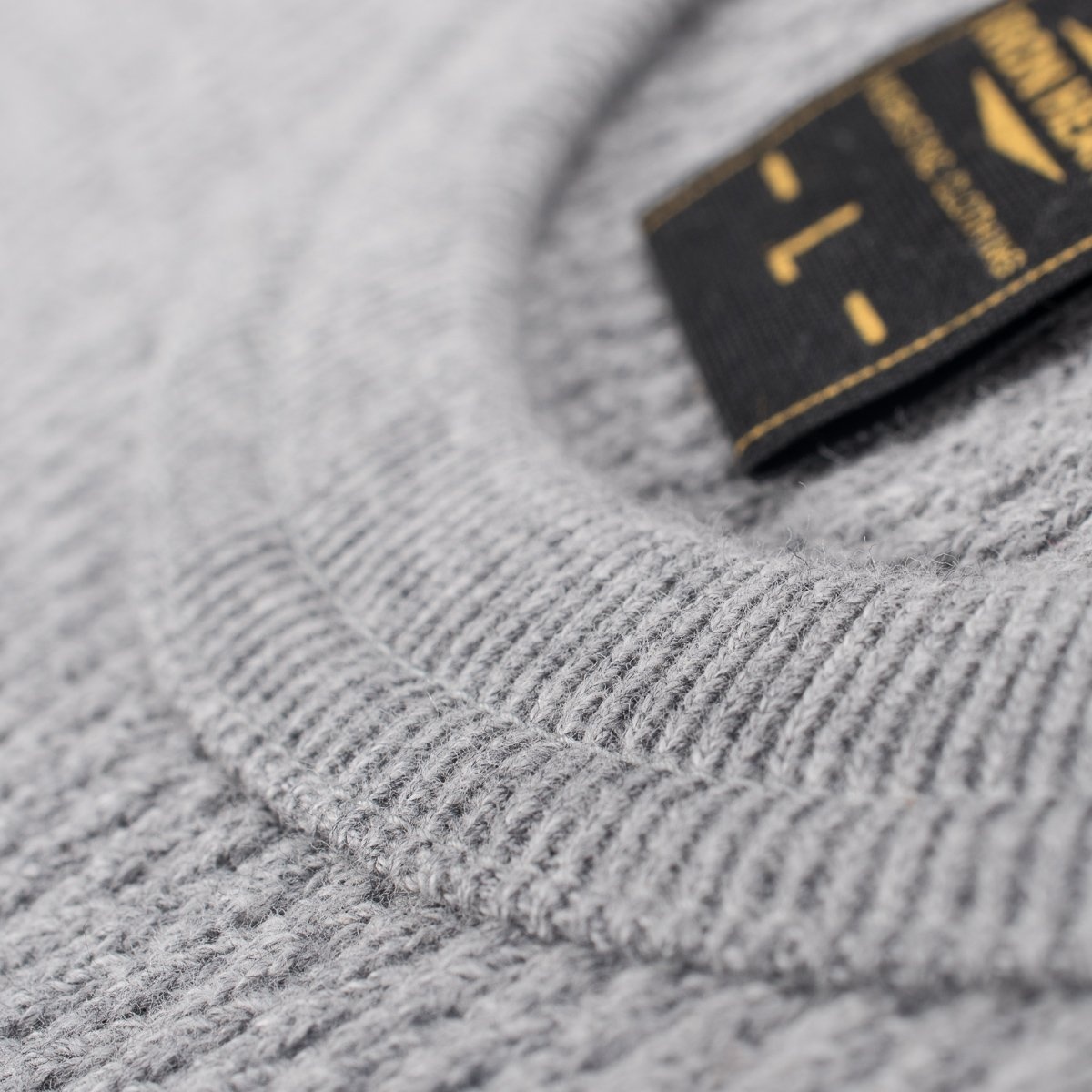 IHTL-1700-GRY Cotton Knit Crew Neck Long Sleeved Thermal Sweater - Grey - 5