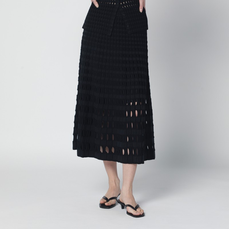Drue black midi skirt in openwork knit 1