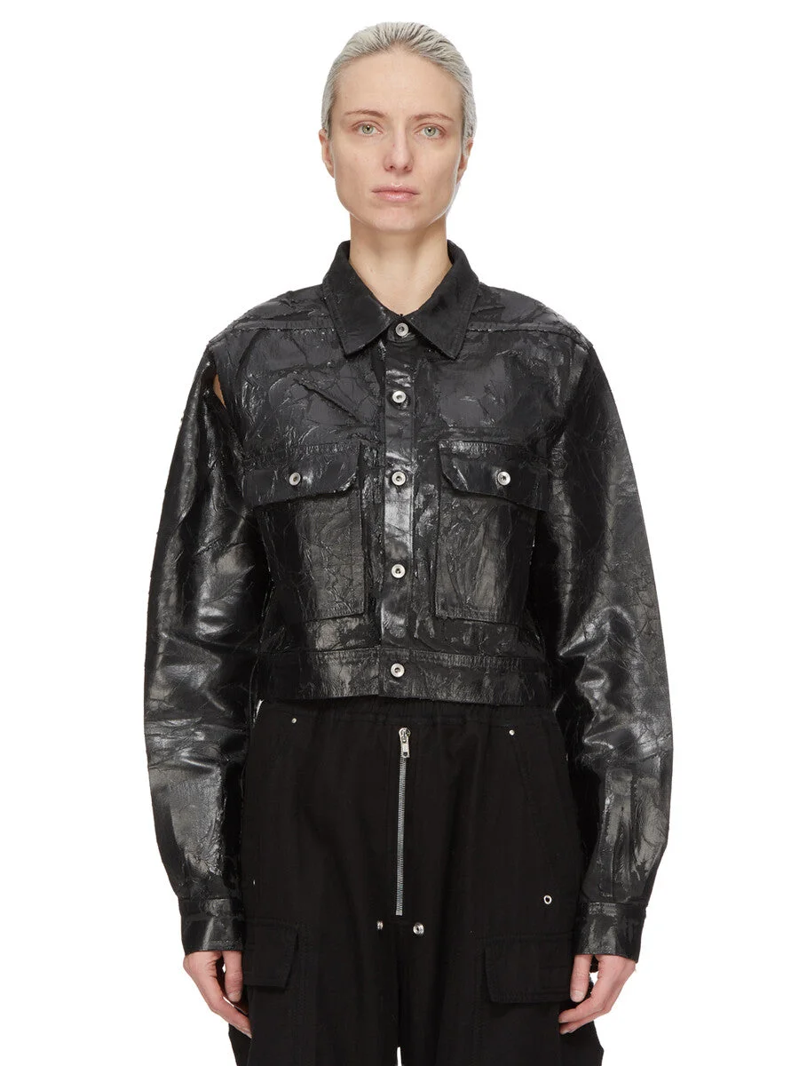 CAPE SLEEVE CROPPED OUTERSHIRT - 1