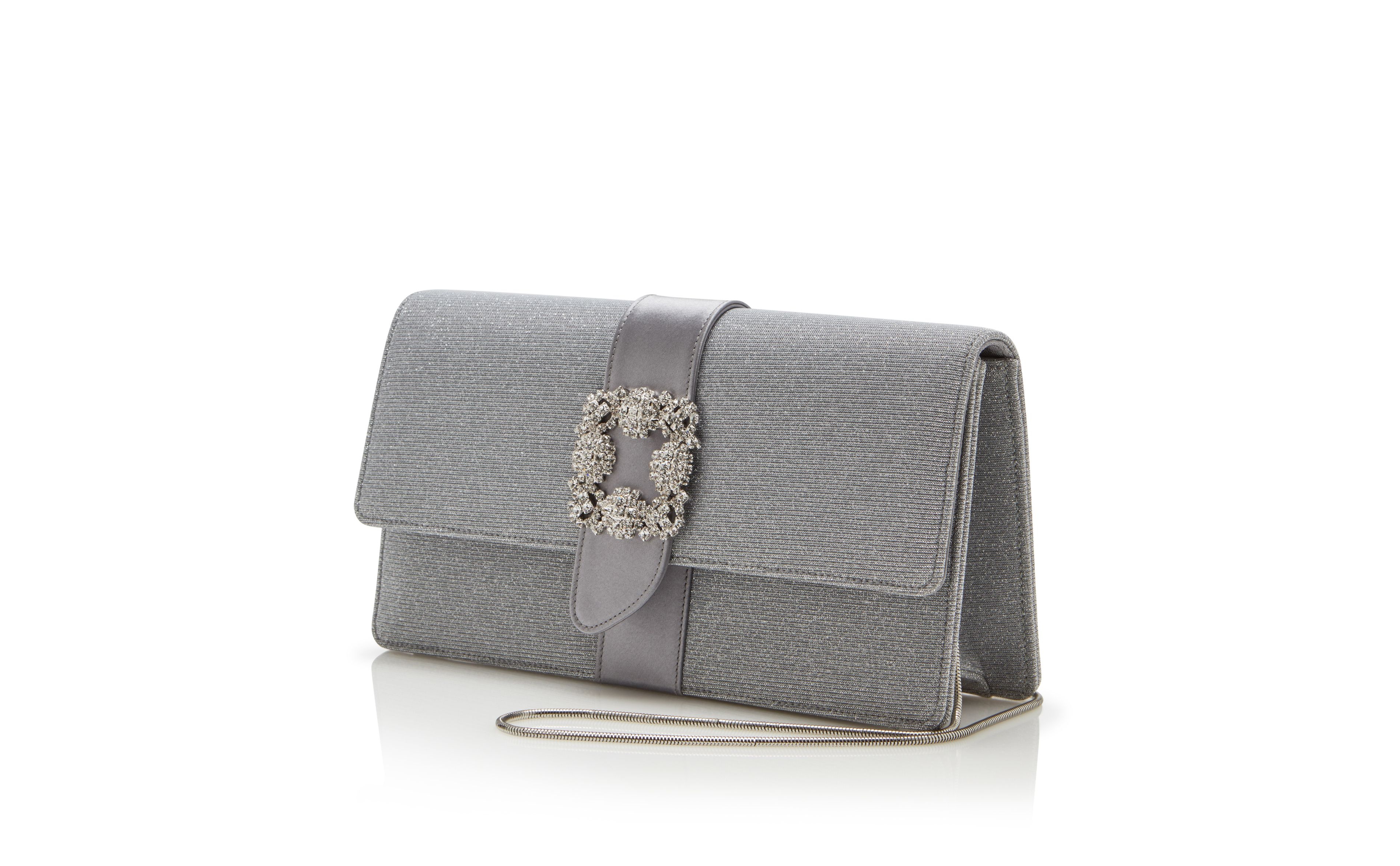 Silver Glitter Jewel Buckle Clutch - 3