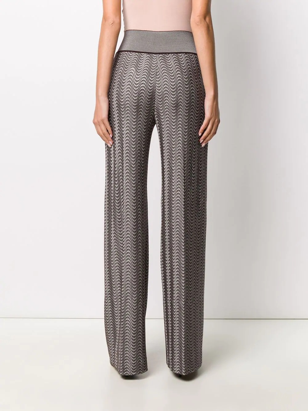 wave-pattern knit trousers - 4