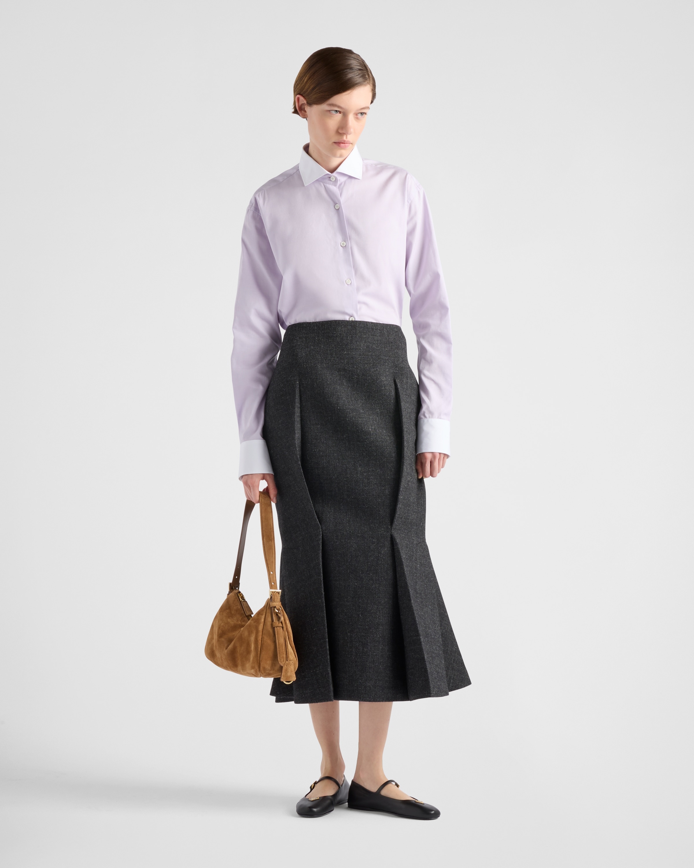 Embroidered Oxford cotton and poplin shirt - 2