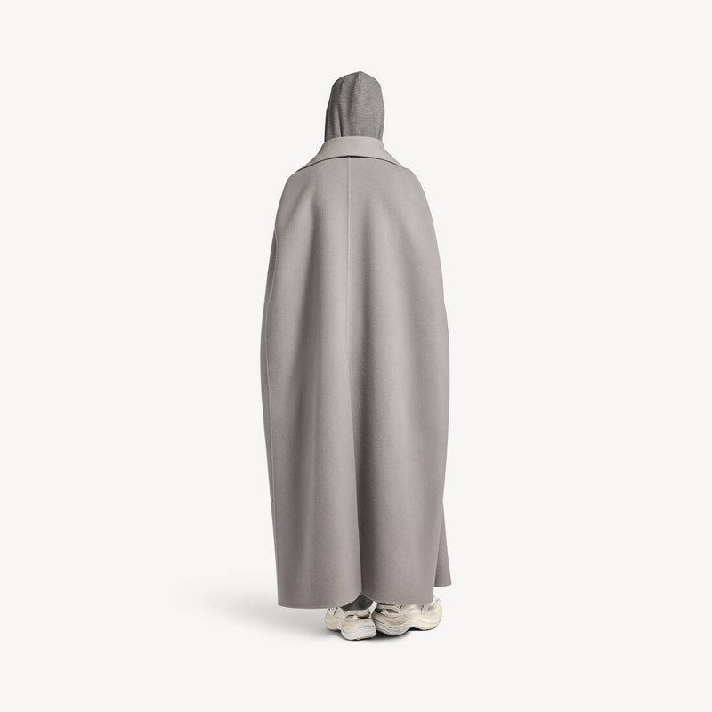 Men's Long Double-faced Cape Coat in Balenciaga Grey 4