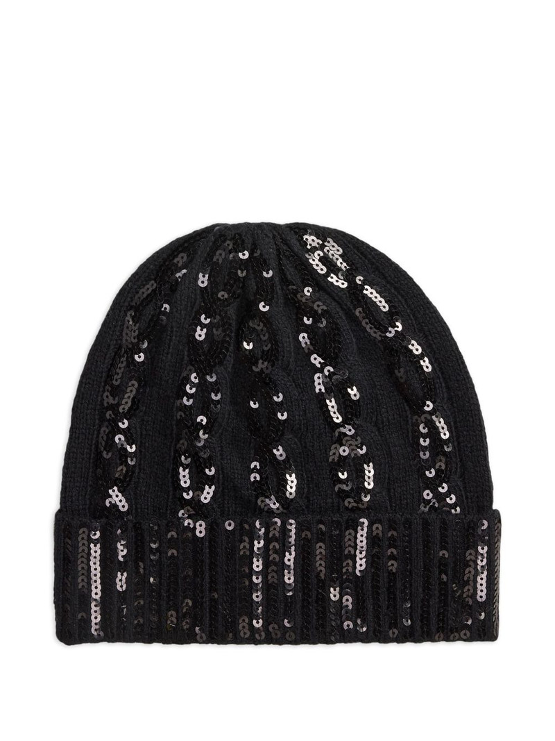 sequin-embellished beanie hat 1