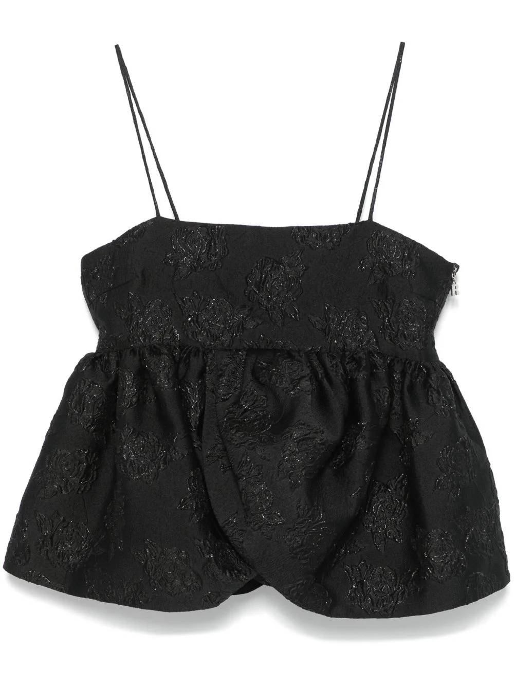 cloqué-effect draped-detailing top - 1