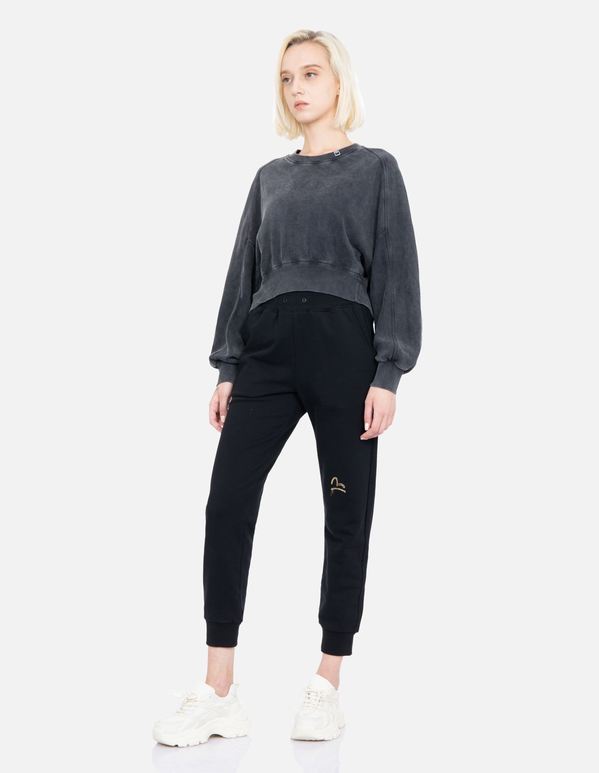 Embossed Slogan Cropped Sweatshirt - 3