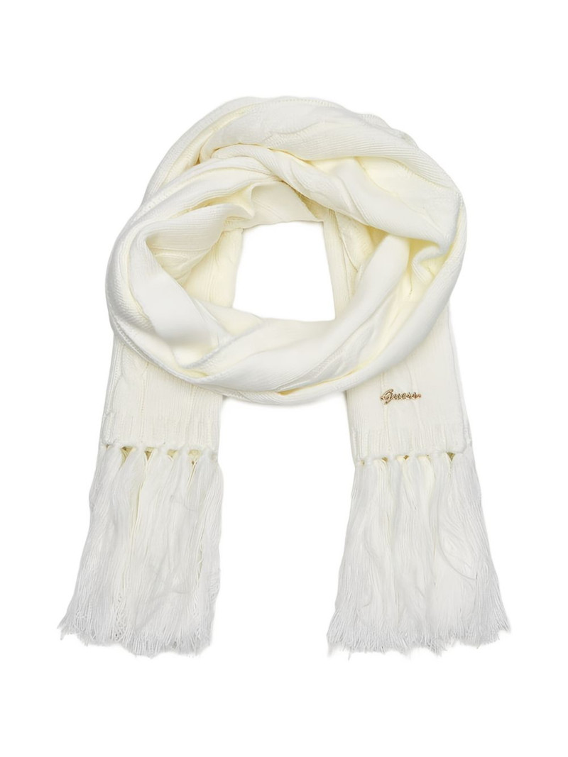 cable-knit fringed scarf 1