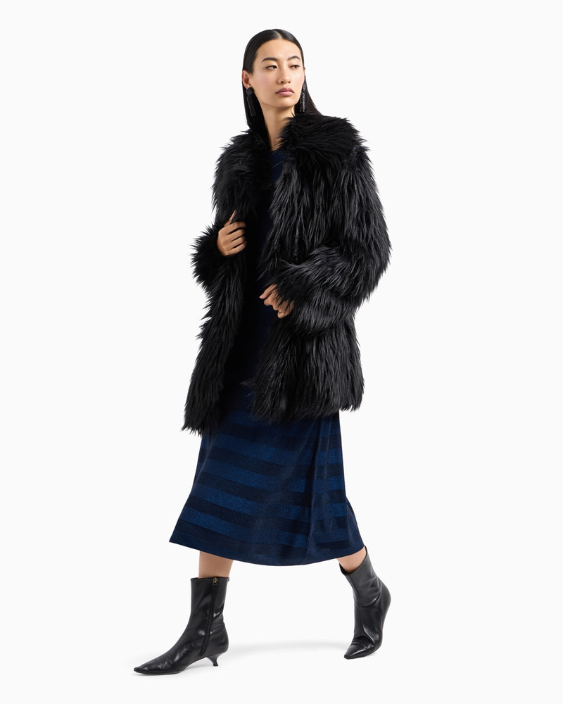 EMPORIO ARMANI Seamless long dress in a viscose knit striped-effect knit and purl construction outlook