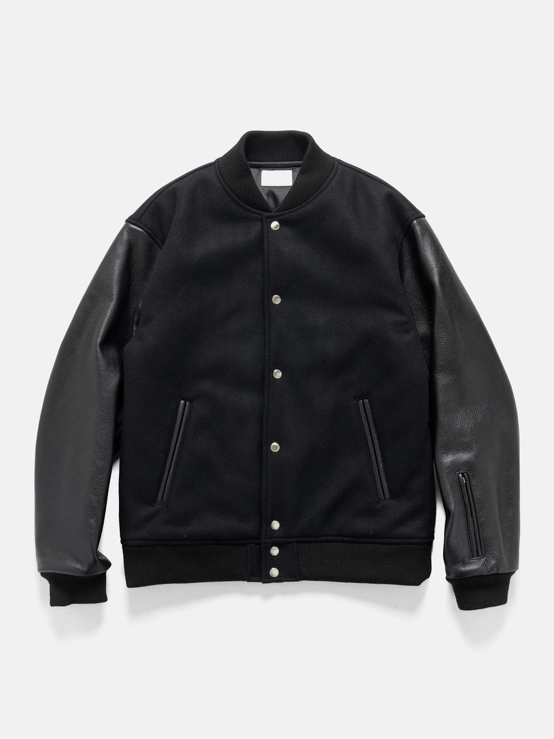 Melton Lambswool Varsity Jacket Black 1