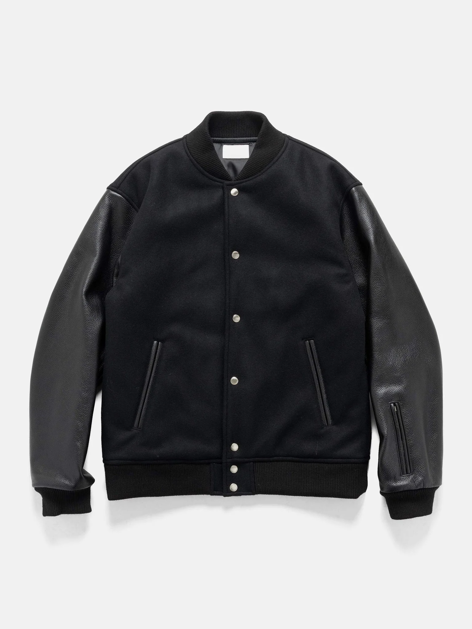 Melton Lambswool Varsity Jacket Black - 1