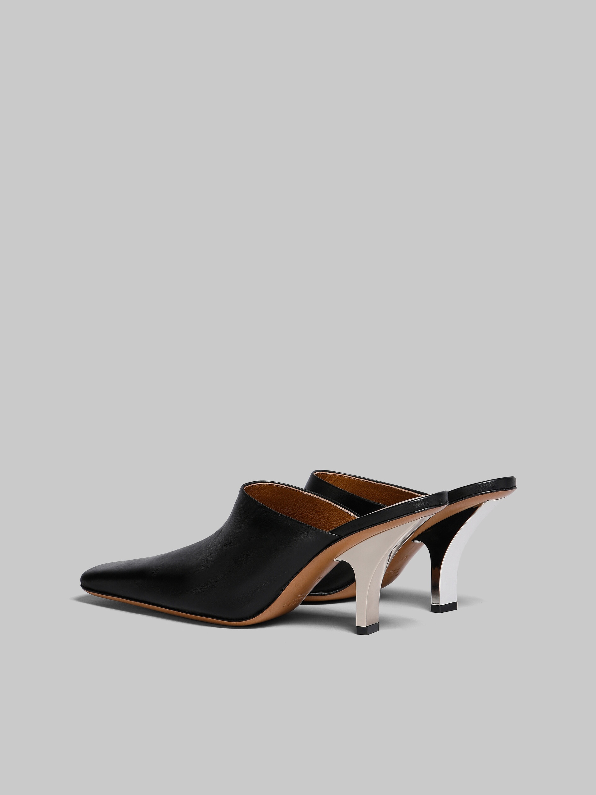 BLACK NAPPA LEATHER HEELED MULE - 3