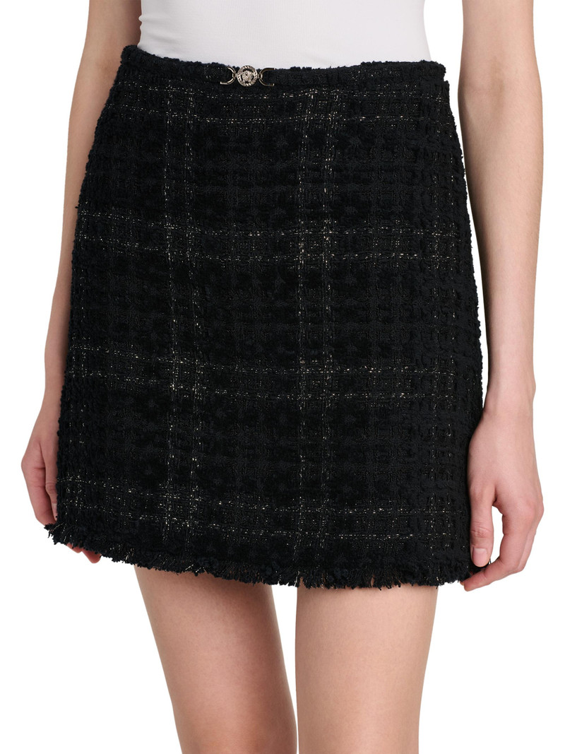 Women's Cotton-Blend Tweed Miniskirt - Black 6