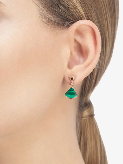 BVLGARI Divas' Dream 18ct rose-gold, 0.07ct diamond and malachite earrings outlook