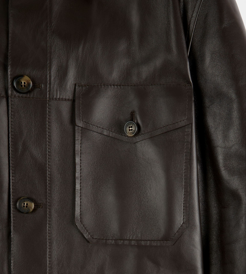 OVER SHIRT IN NAPPA LEATHER - BROWN 9