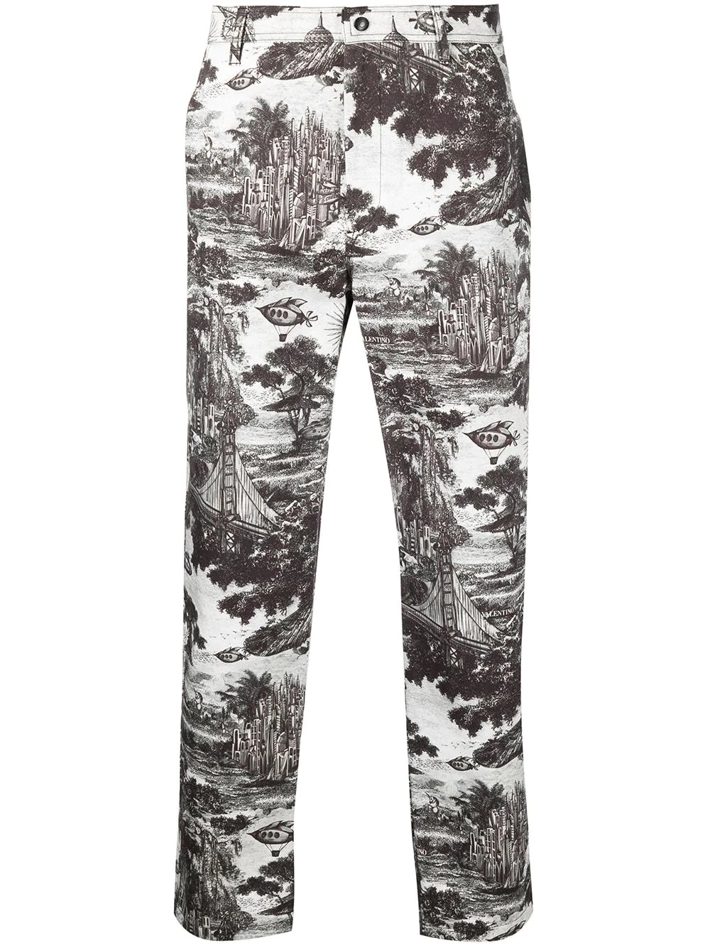 graphic-print straight-leg trousers - 1