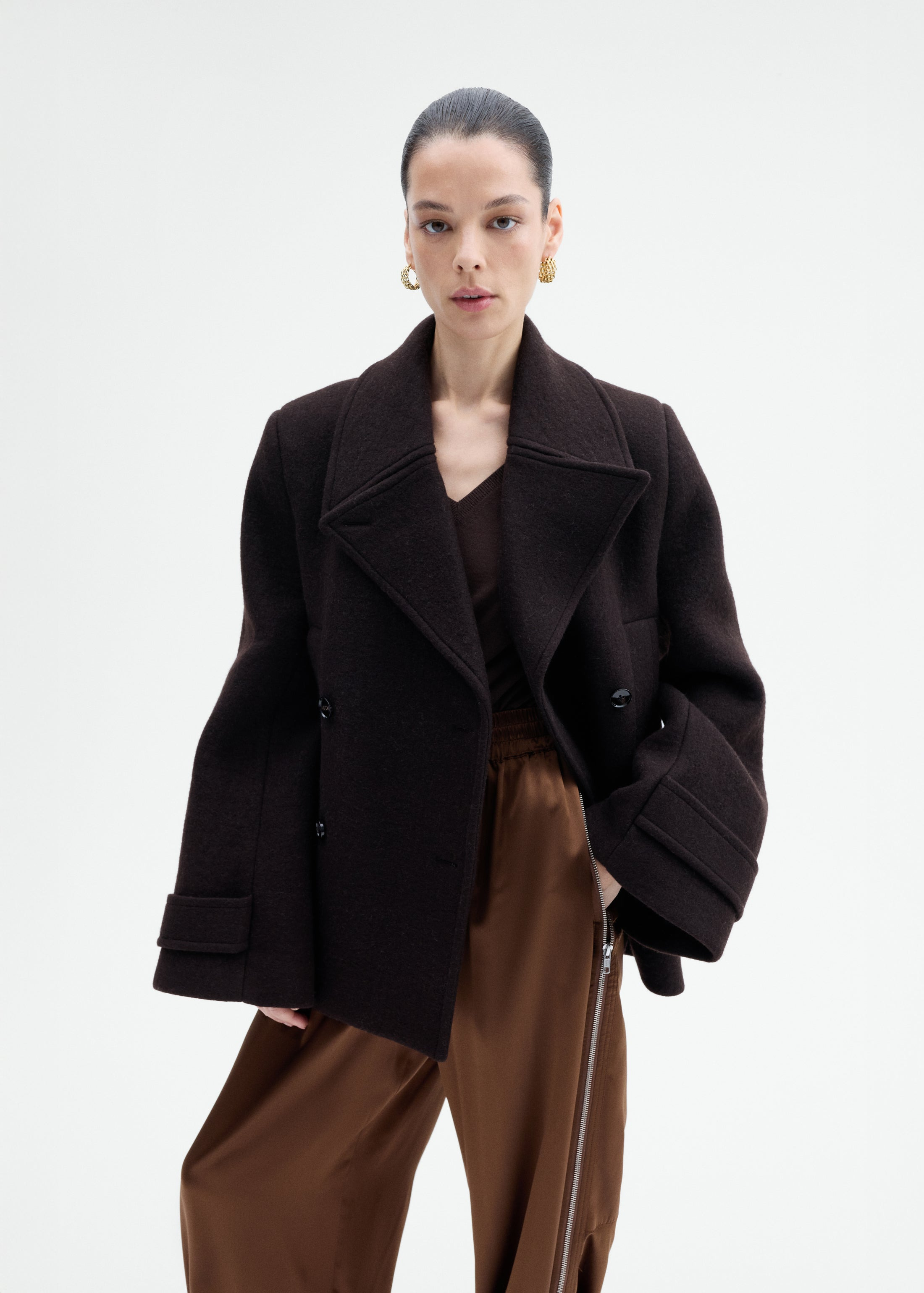 Double Faced Wool Peacoat - 2