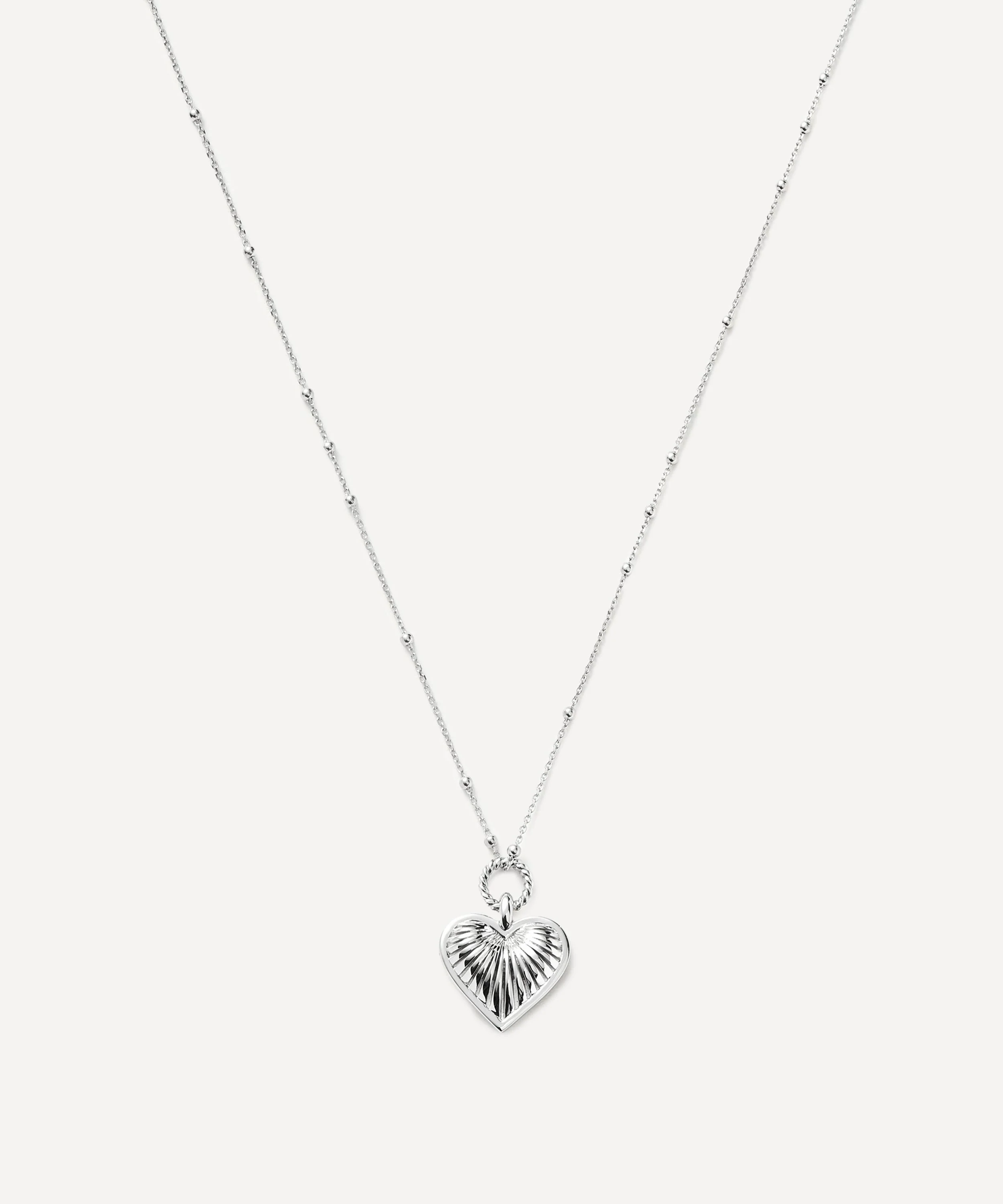 Silver-Plated Vermeil Silver Ridge Heart Pendant Necklace - 1