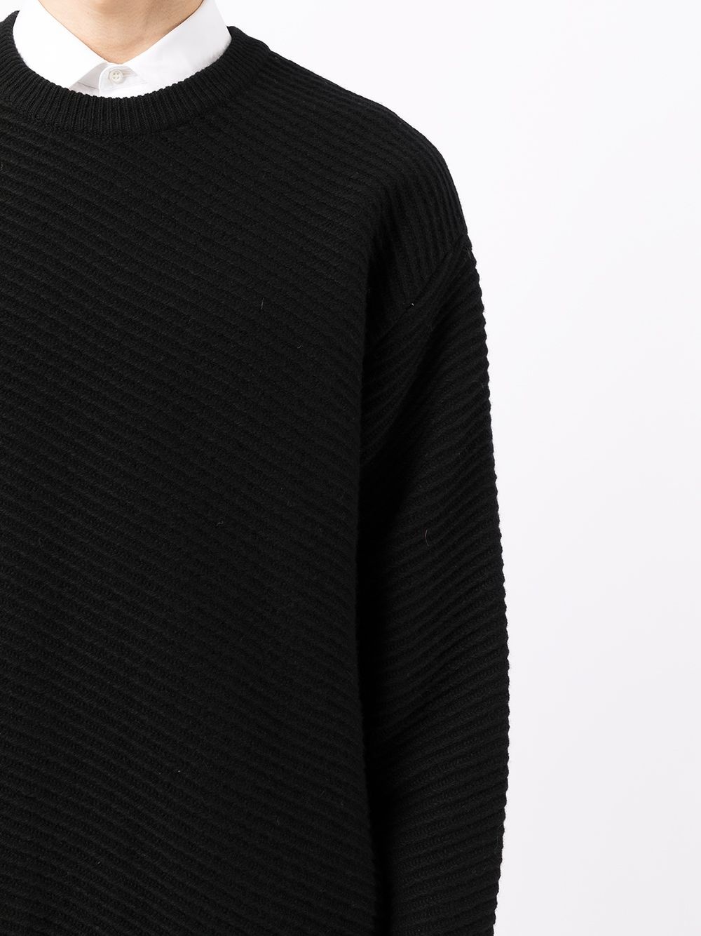 ribbed-knit crew neck jumper - 5