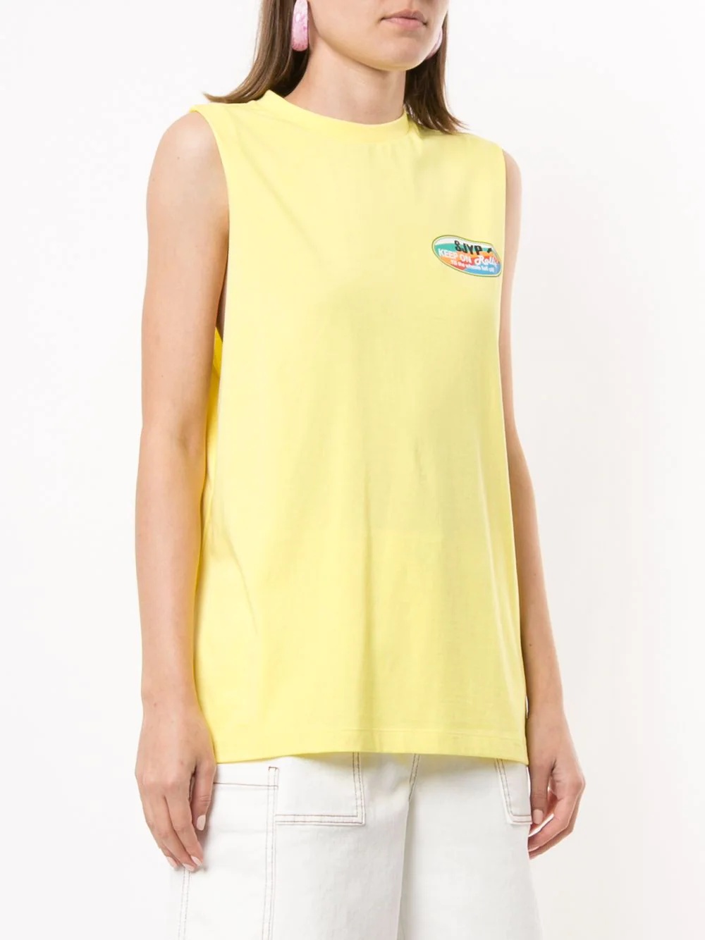 sleeveless logo T-shirt - 3