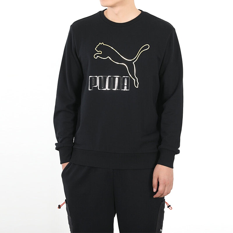 PUMA Classics Printed Pullover Fleece Men Black/Gold 599296-56 - 3