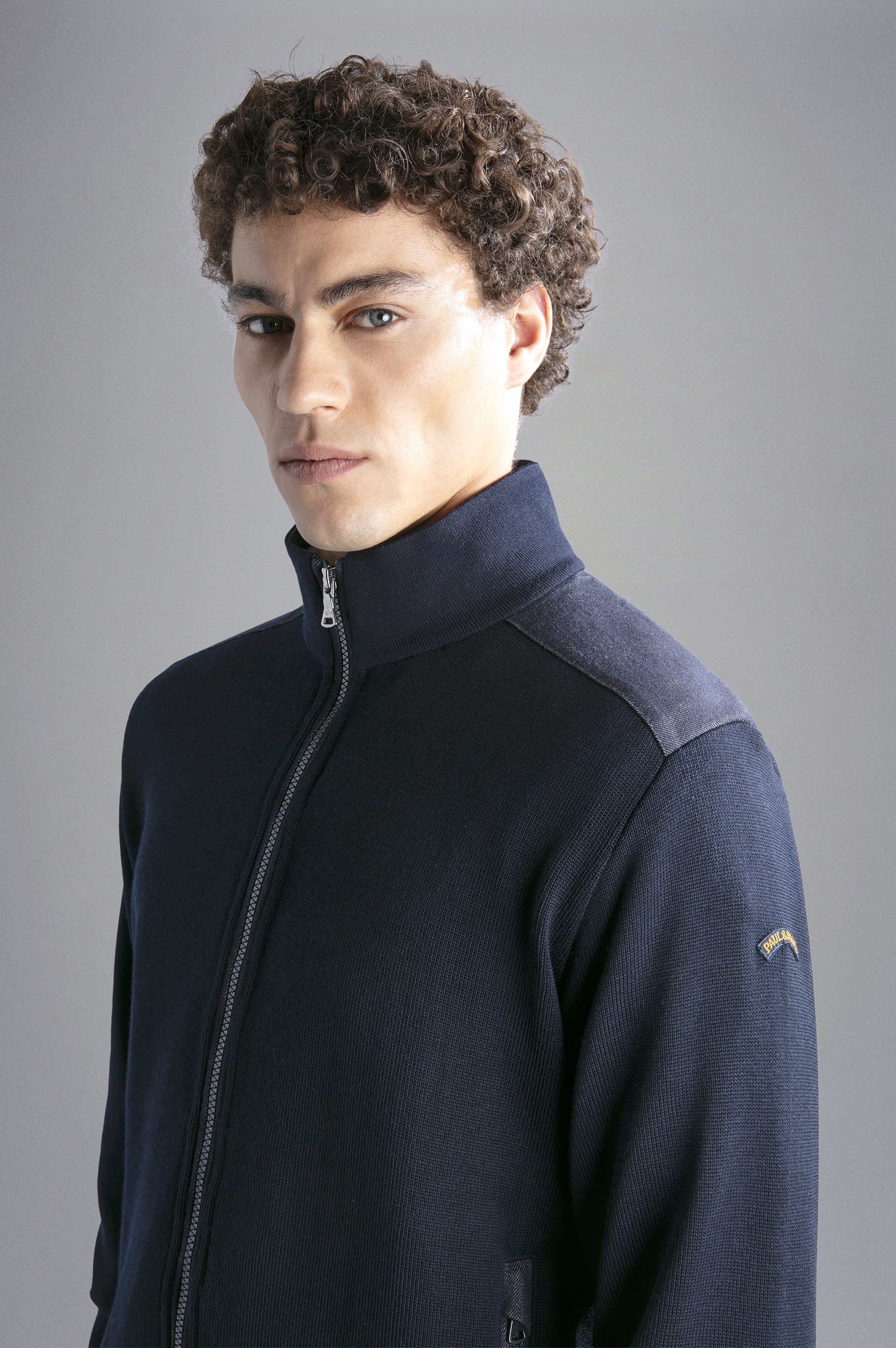 WOOL SWEATER WITH DENIM INSERTS - 4