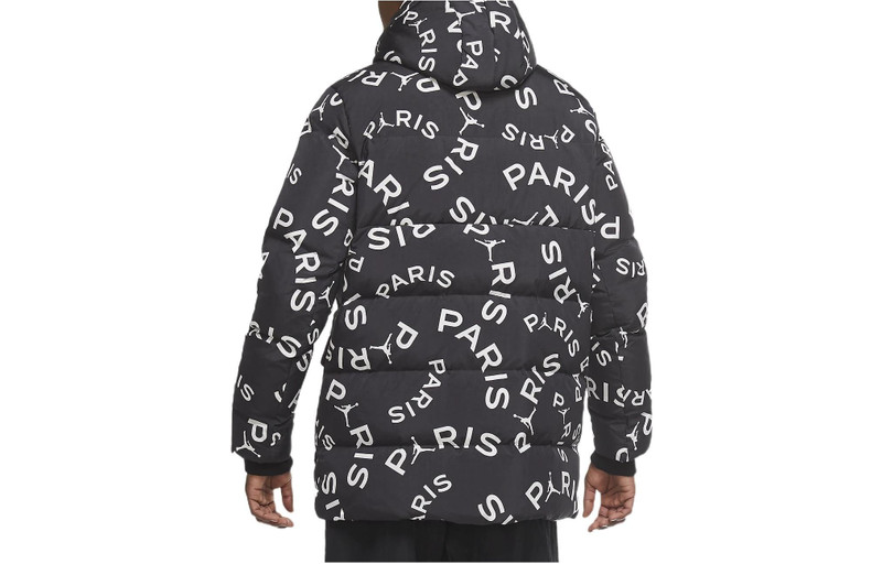 Jordan Air Jordan x Paris Saint-Germain Down AOP Parka 'Black' CK9736-010 outlook