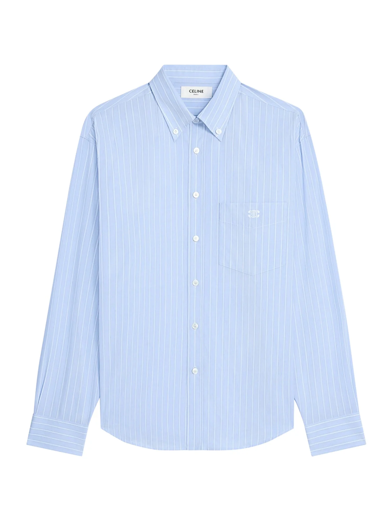 WIDE-SLEEVED COTTON POPLIN SHIRT WITH STRIPES - 1