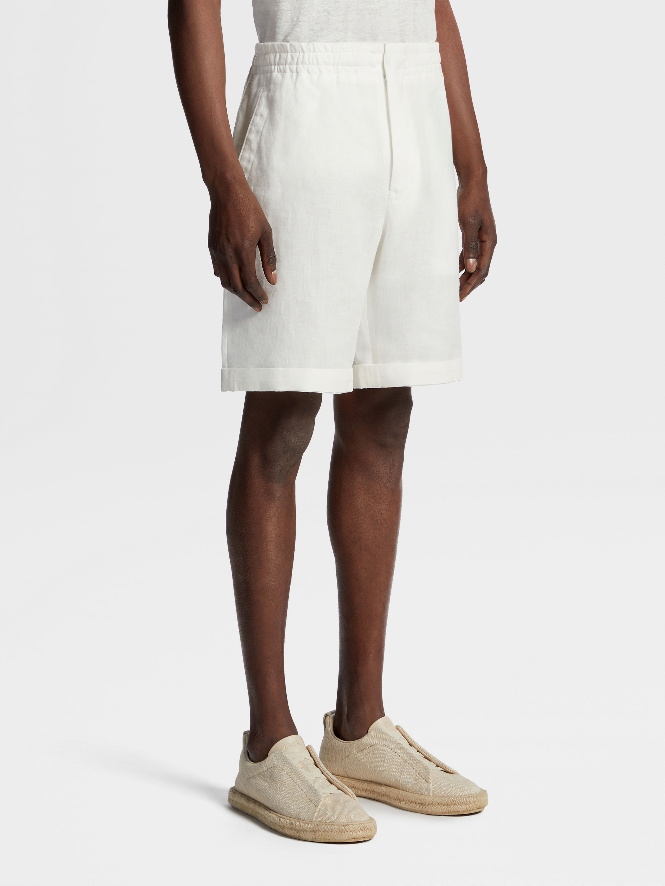 WHITE LINEN SHORTS - 2