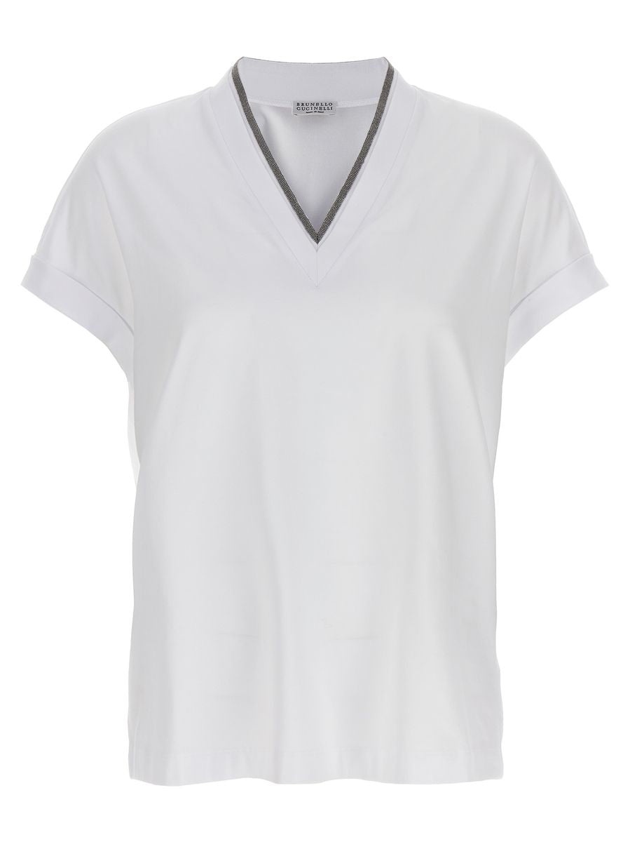 Tシャツ・カットソー BRUNELLO CUCINELLI T-SHIRT WITH PRECIOUS NECKLINE Brunello Cucinelli Stretch cotton jersey T-shirt with