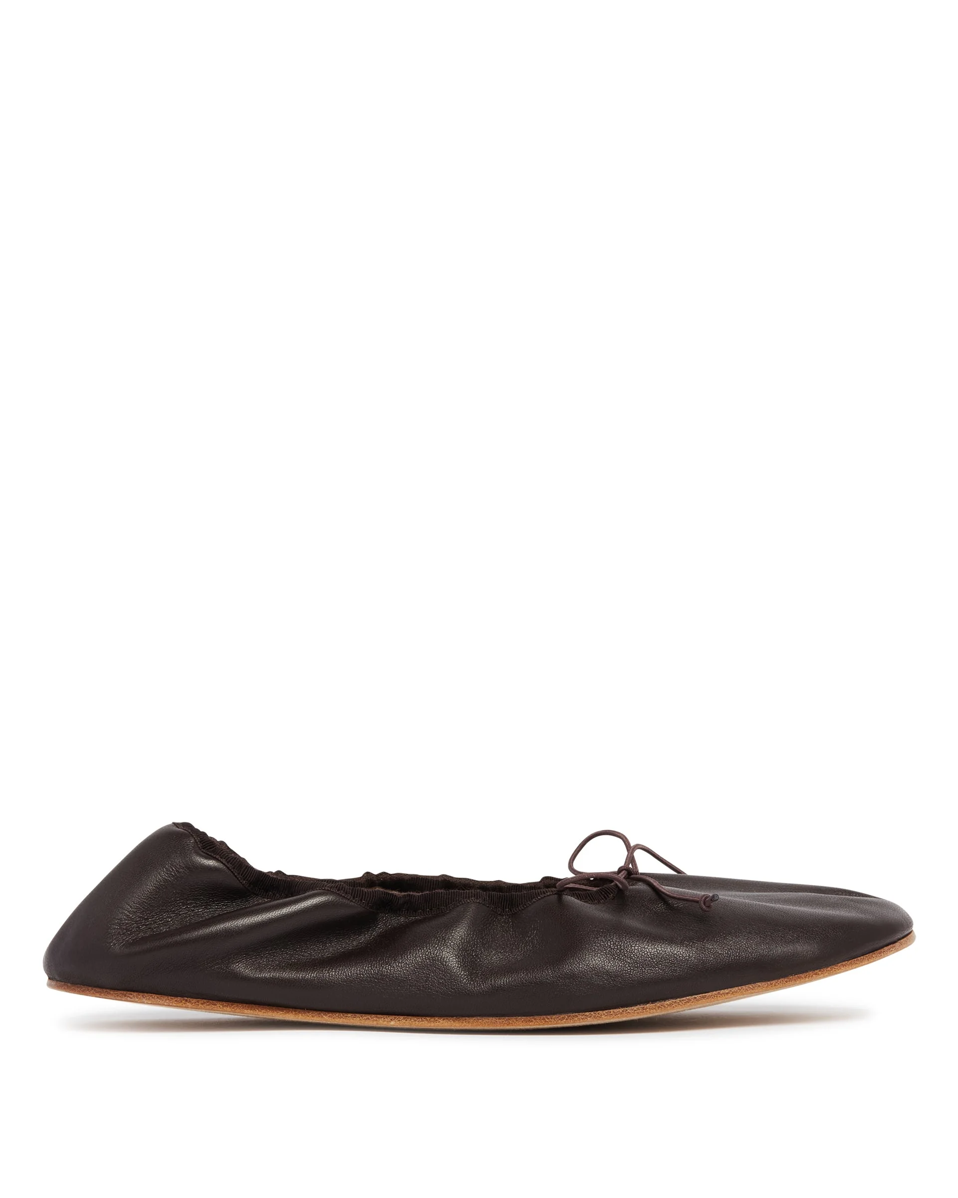 Brown Rounded Leather Ballet Flats - 1