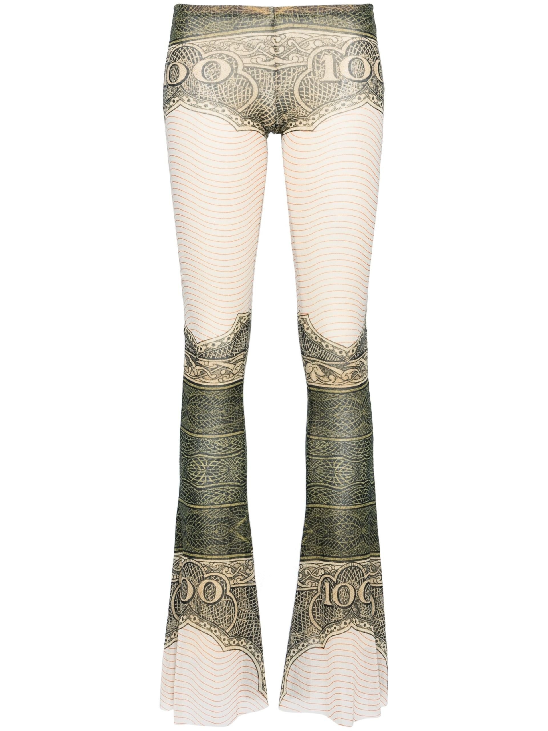 White The Cartouche-Print Flared Trousers - 1