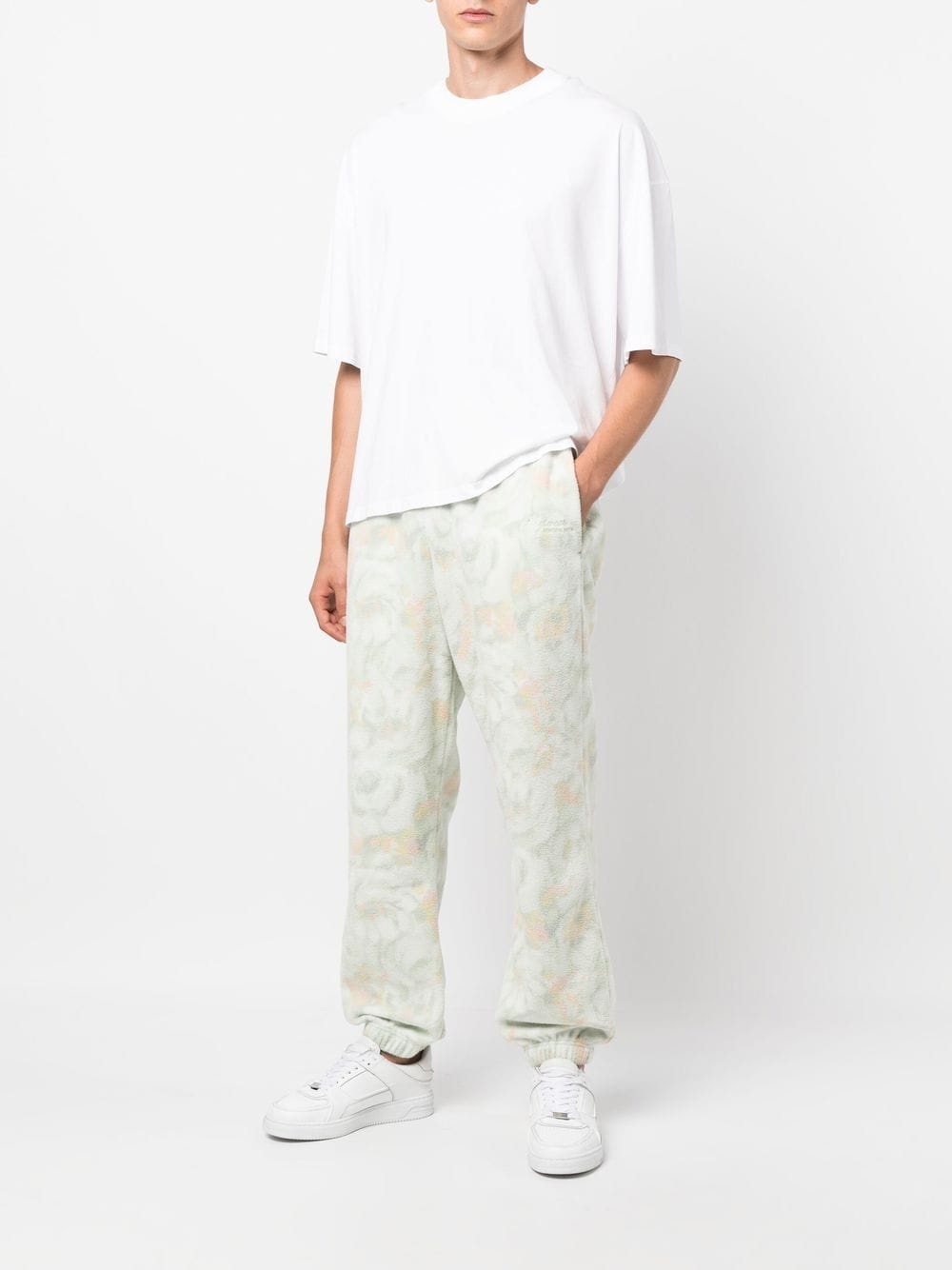 textured floral-print track pants - 2