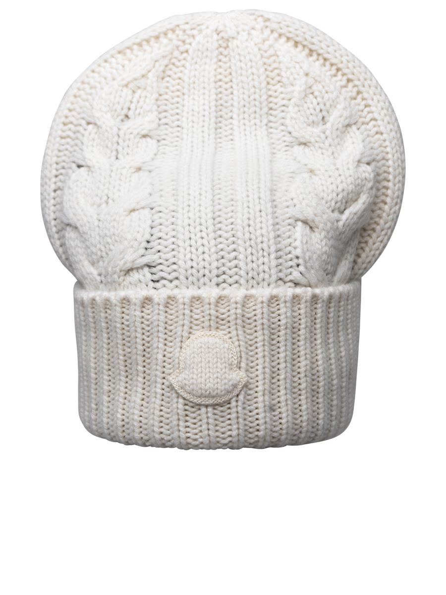 MONCLER WHITE CASHMERE CAP - 1