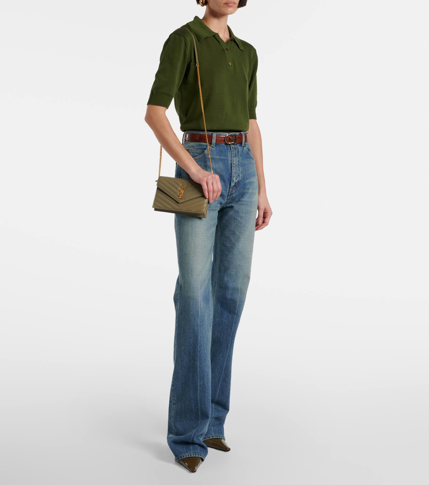 Cassandre Envelope leather wallet on chain - 5