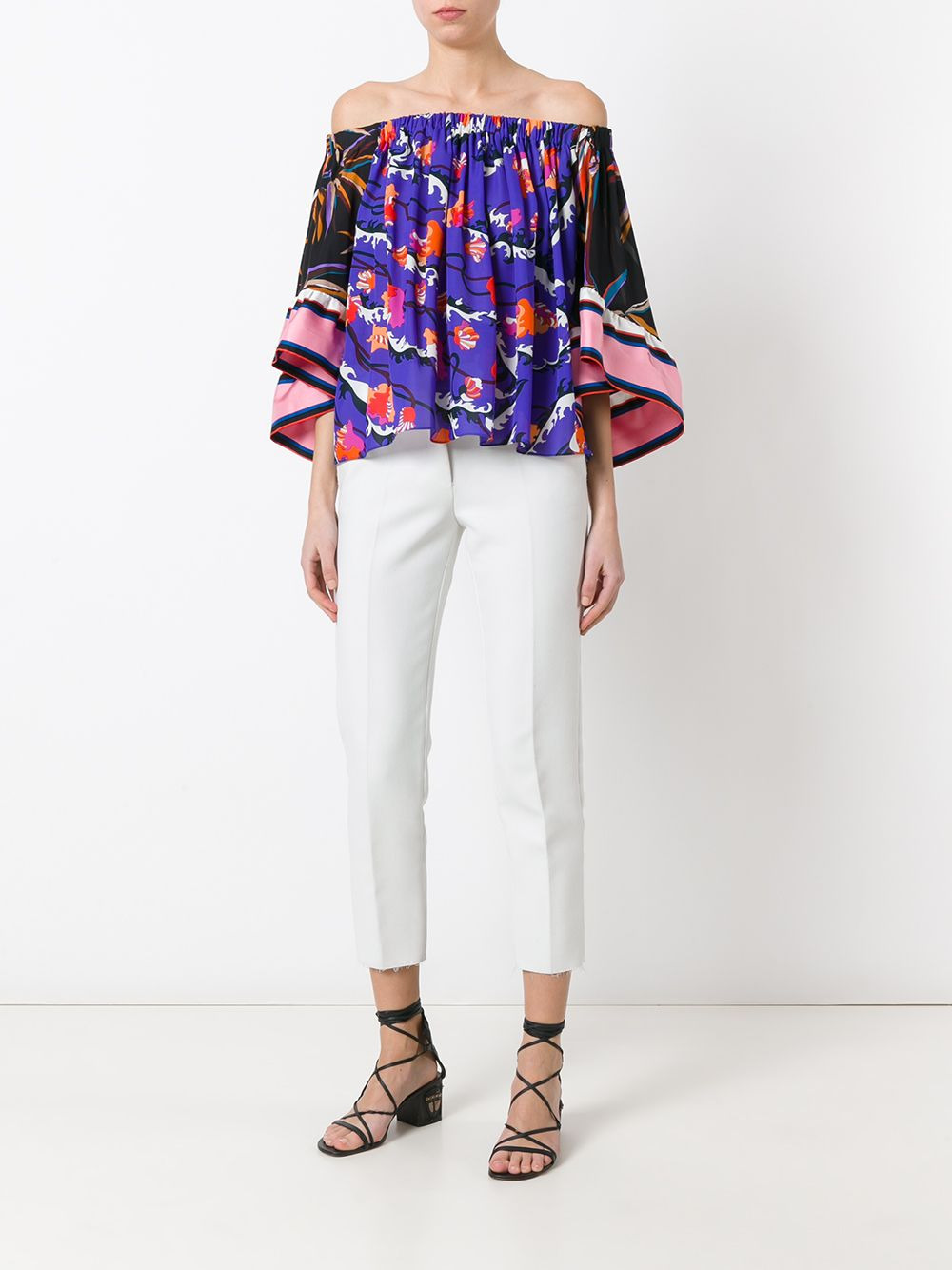 off shoulder floral blouse - 2