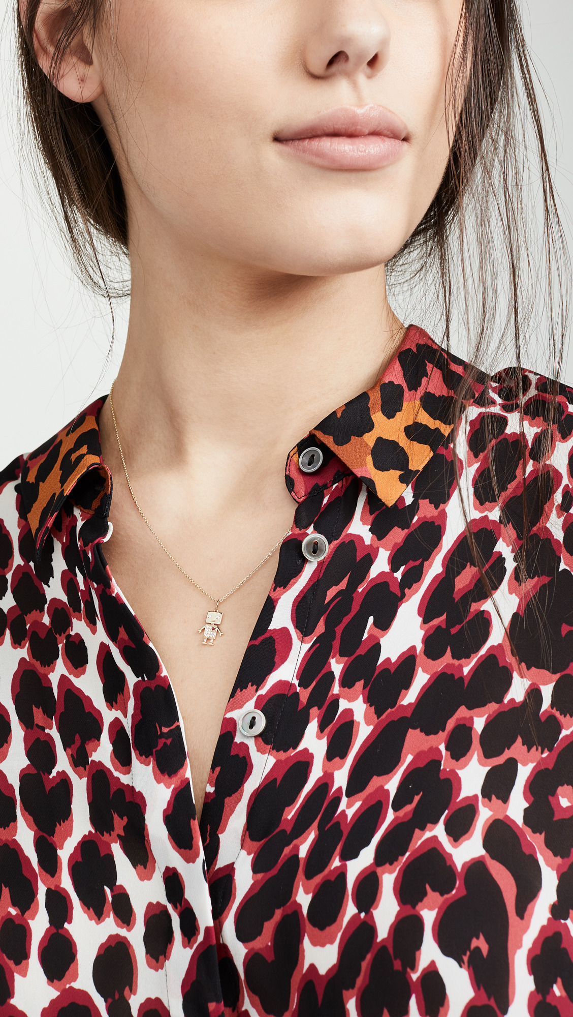14k Gold Love Robot Necklace - 2