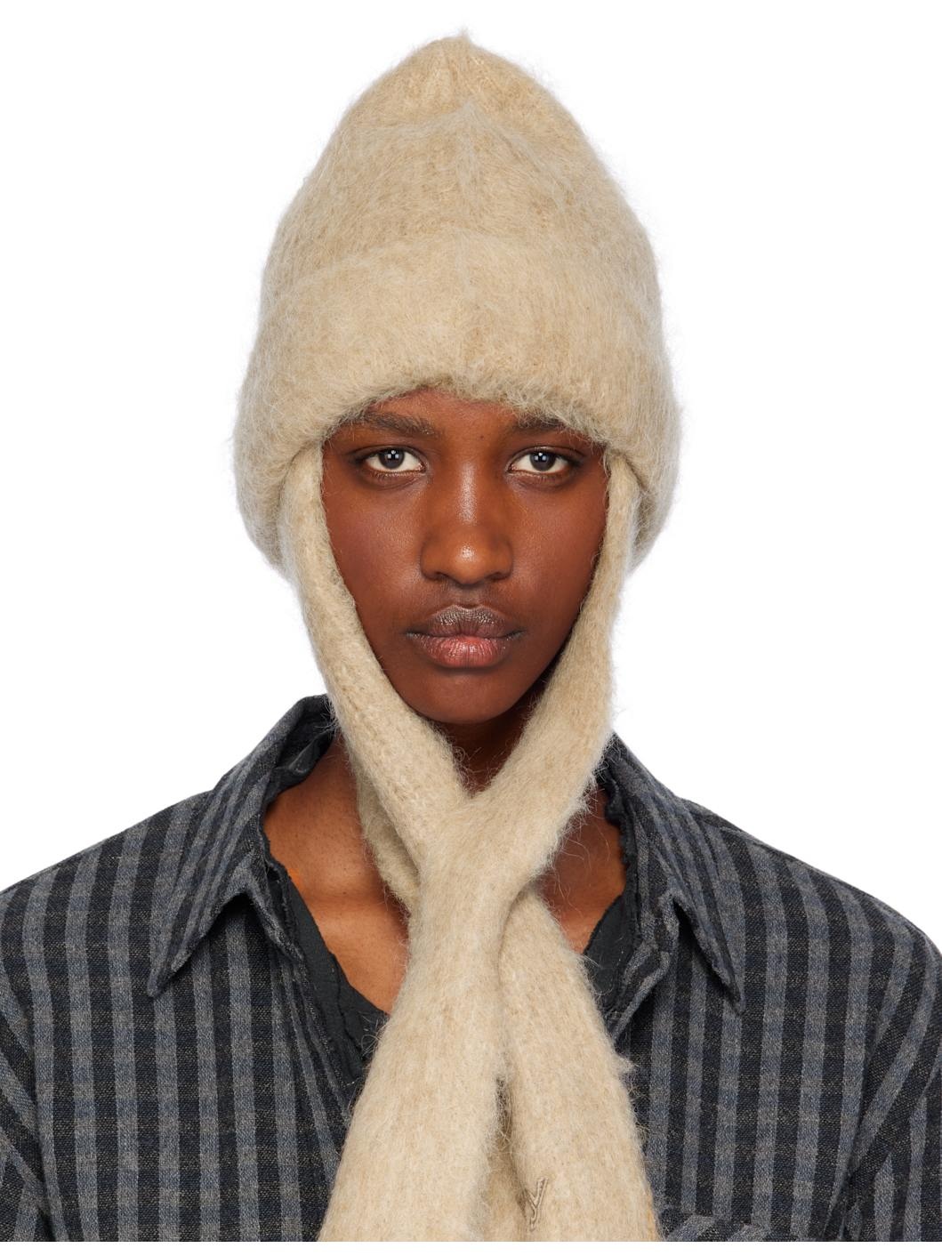 ジェニー着用★OPEN YY SCARF BEANIE OPEN YY Gray Mohair Scarf Beanie - Hats - BeyondStyle