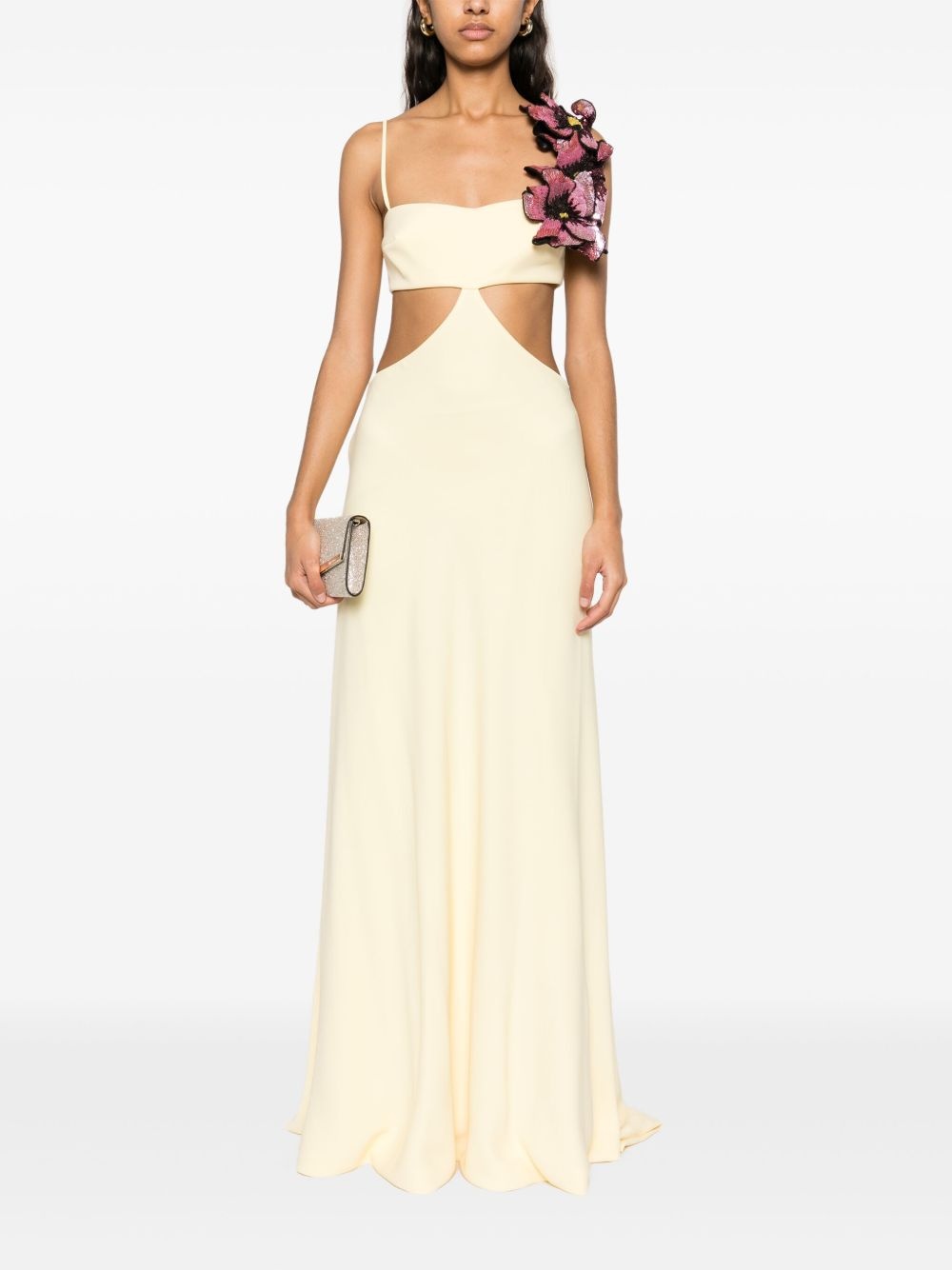floral-appliqué gown - 2
