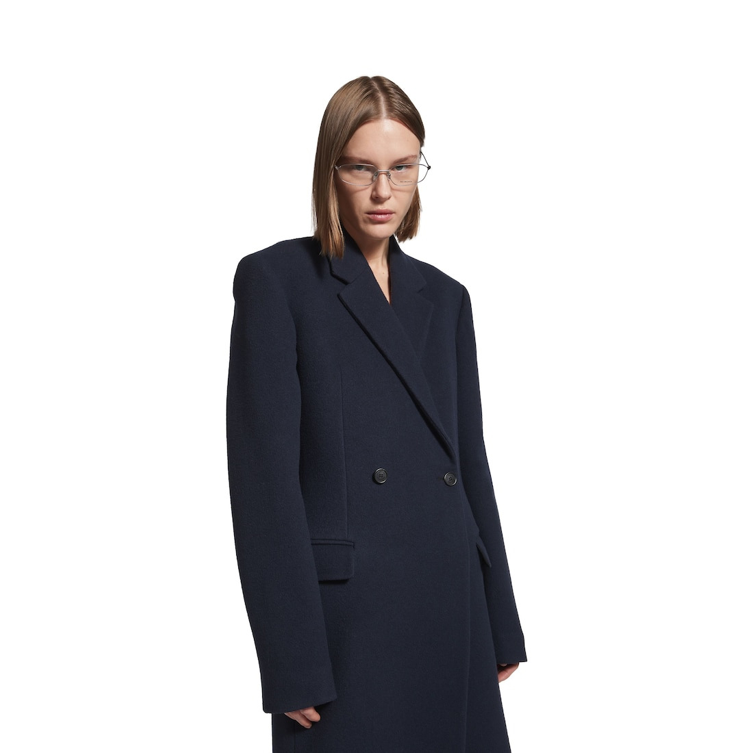Women's Godet Midi Coat in Corporate Navy - 5