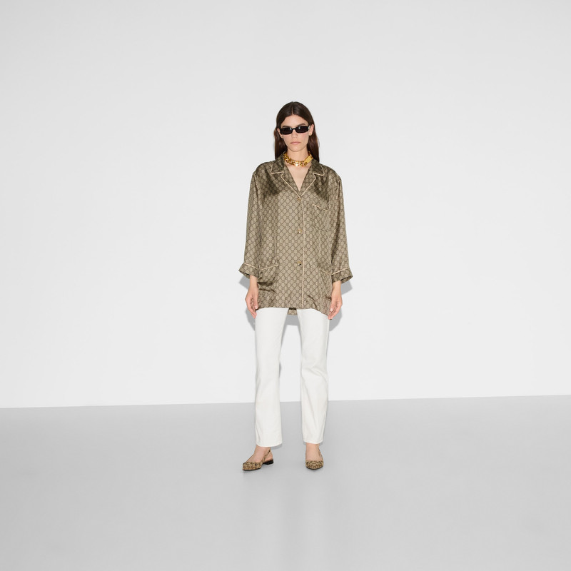 GUCCI GG Supreme print silk shirt outlook