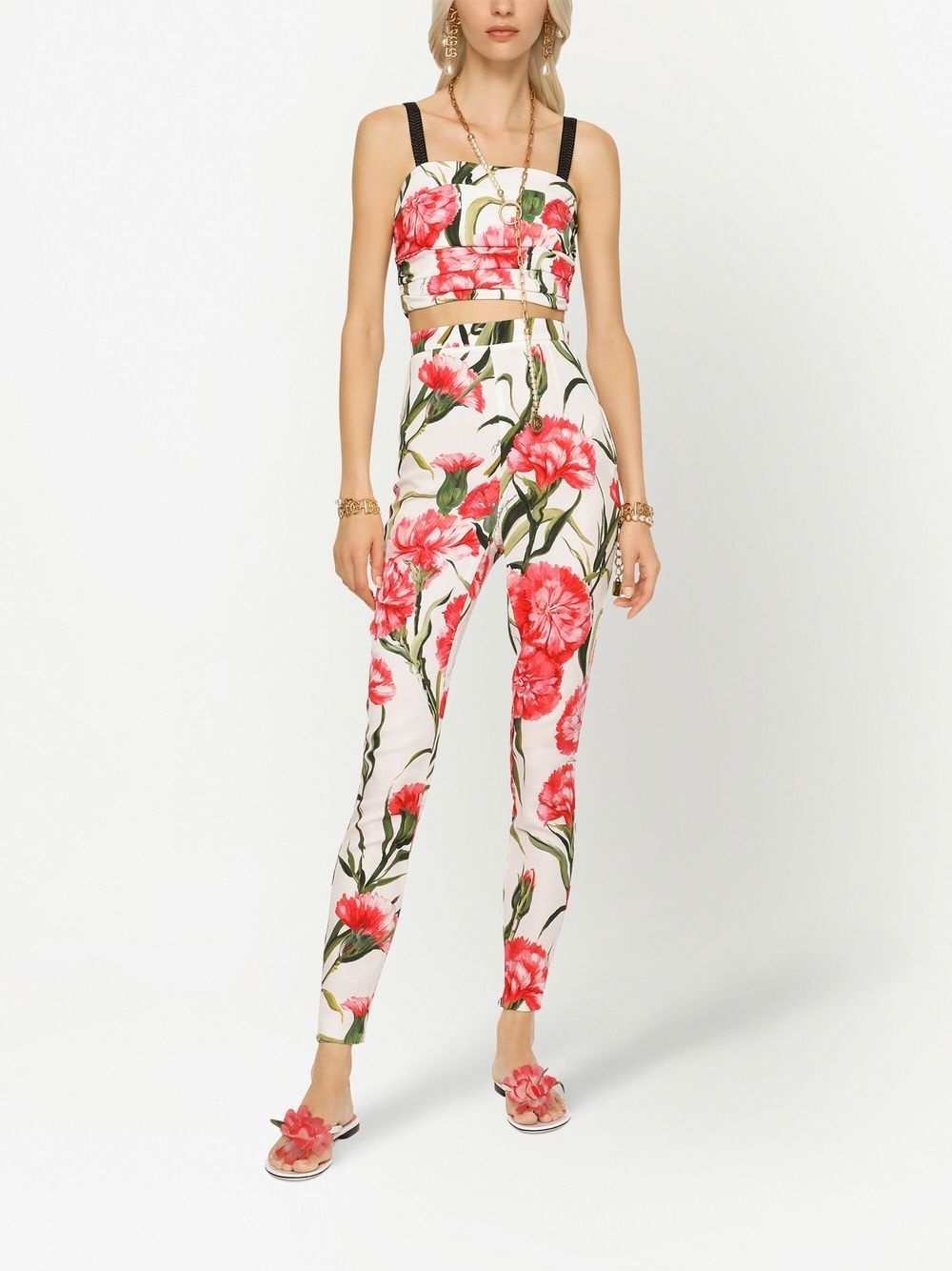 floral-print silk leggings - 3